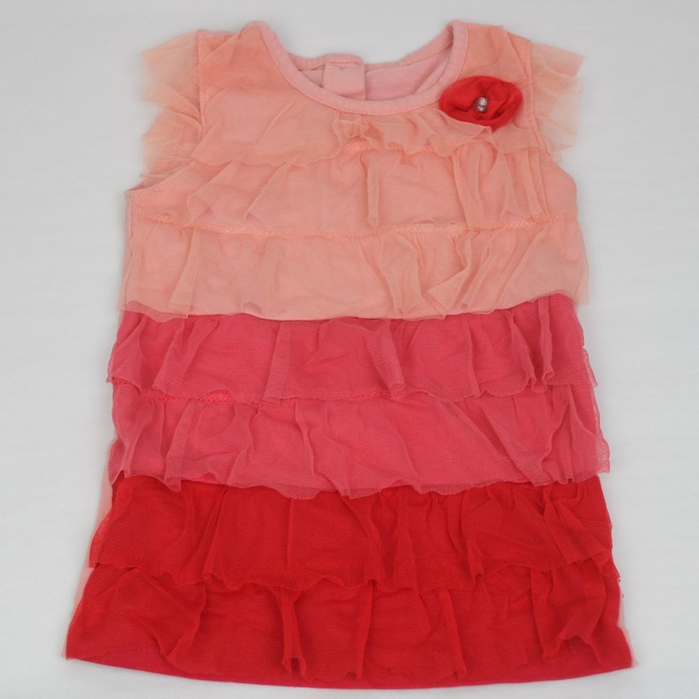 Young Hearts Sleeveless Shades of Pink Ruffle Front Top Shirt